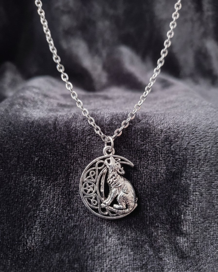 Celestial Howling Wolf Pendant