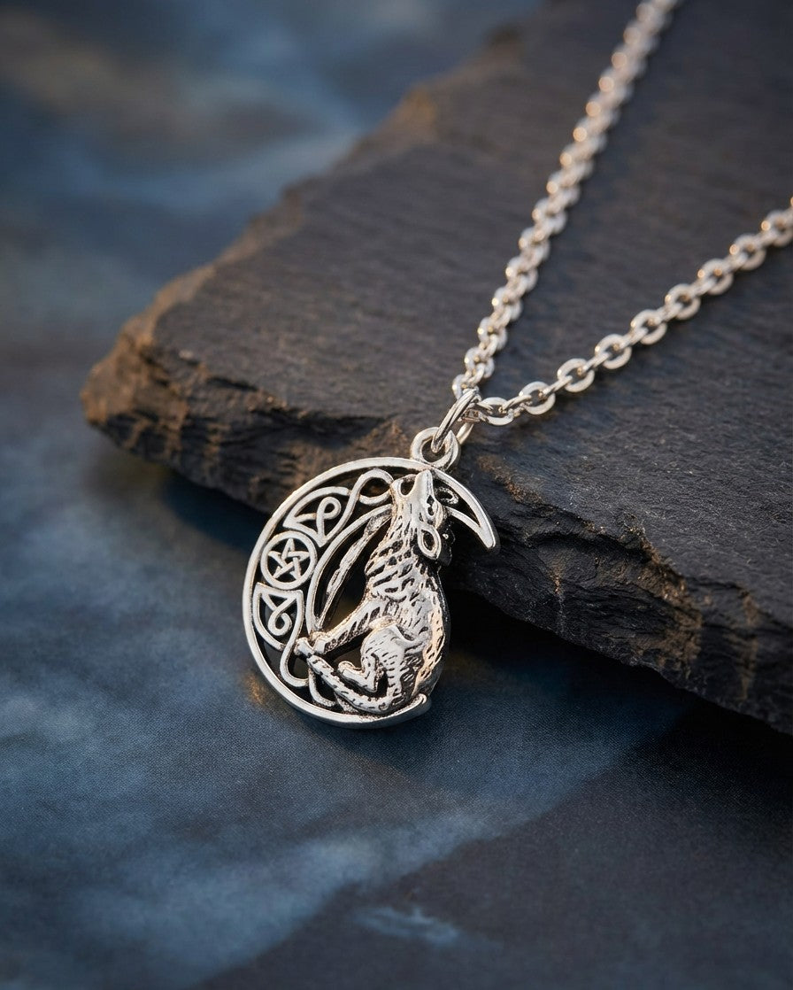 Celestial Howling Wolf Pendant